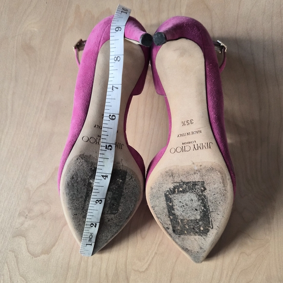 Jimmy Choo Pink Suede Ankle Strap Heels | Size EU 35.5 | Pointed Toe Pumps - Picture 12 of 13